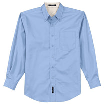 Port Authority Men's Light Blue/Light Stone Extended Size Long Sleeve Easy Care Shirt