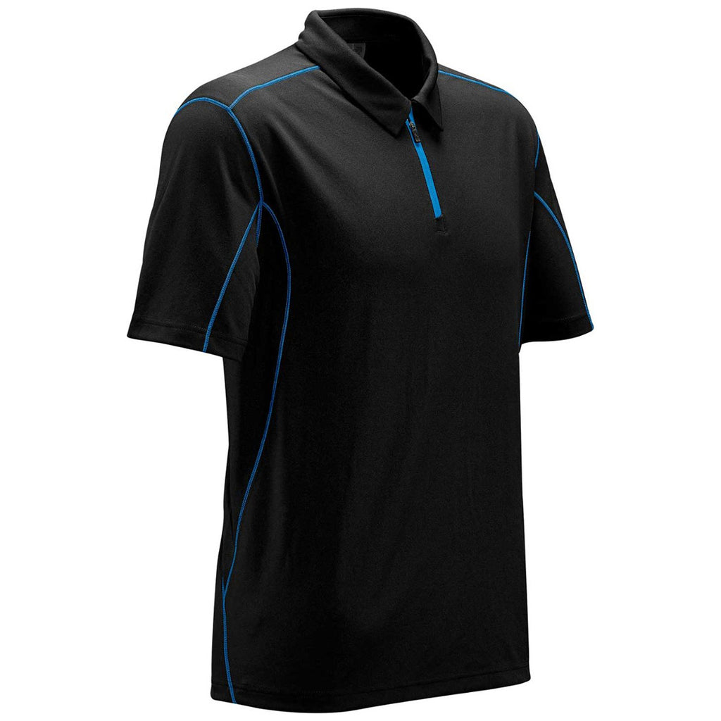 Stormtech Men's Black/Electric Blue Pulse 1/4 Zip Polo