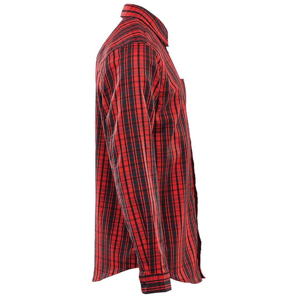 Stormtech Men's Red Plaid Muirfield Performance Long Sleeve Shirt