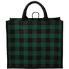 Bullet Green Buffalo Plaid Printed Jute Tote