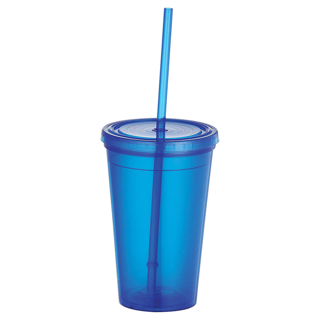 Bullet Translucent Blue Iceberg 16oz Double-Wall Tumbler with Straw