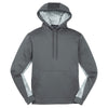 Sport-Tek Men's Dark Smoke Grey/ White Sport-Wick CamoHex Fleece Colorblock Hooded Pullover