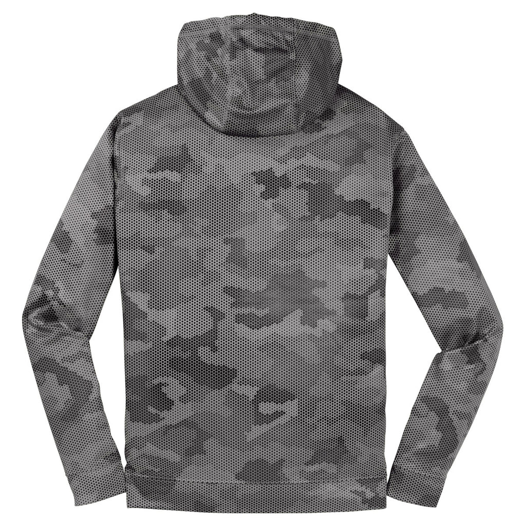 Sport-Tek Men's Dark Smoke Grey Sport-Wick CamoHex Fleece Hooded Pullover