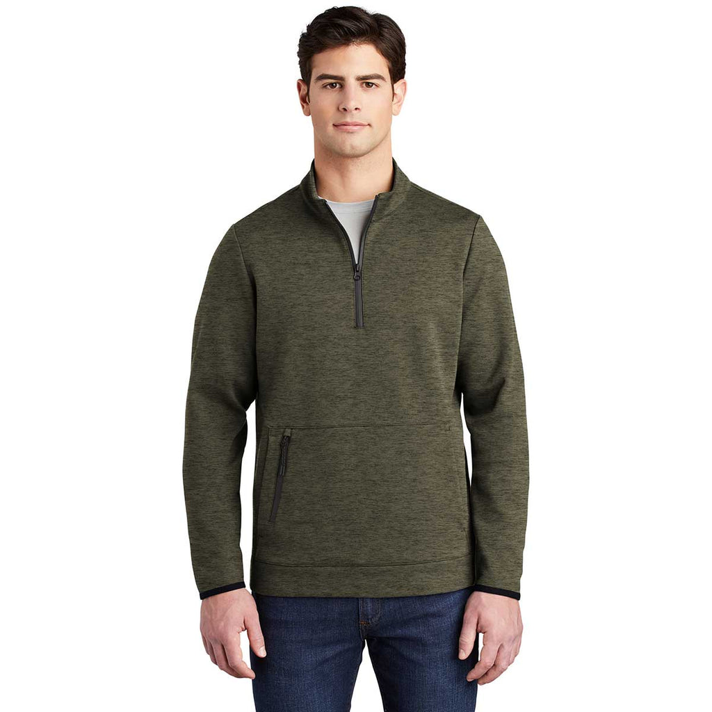 Sport-Tek Men's Olive Heather Triumph Quarter Zip Pullover