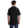 Sport-Tek Men's Black Triad Solid PosiCharge Tri-Blend Wicking Fleece Short Sleeve Hoodie