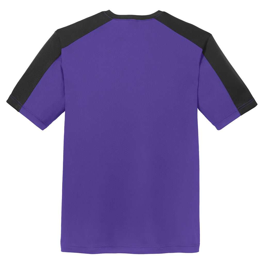 Sport-Tek Men's Purple/ Black PosiCharge Competitor Sleeve-Blocked Tee