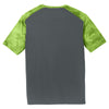 Sport-Tek Men's Iron Grey/Lime Shock CamoHex Colorblock Tee