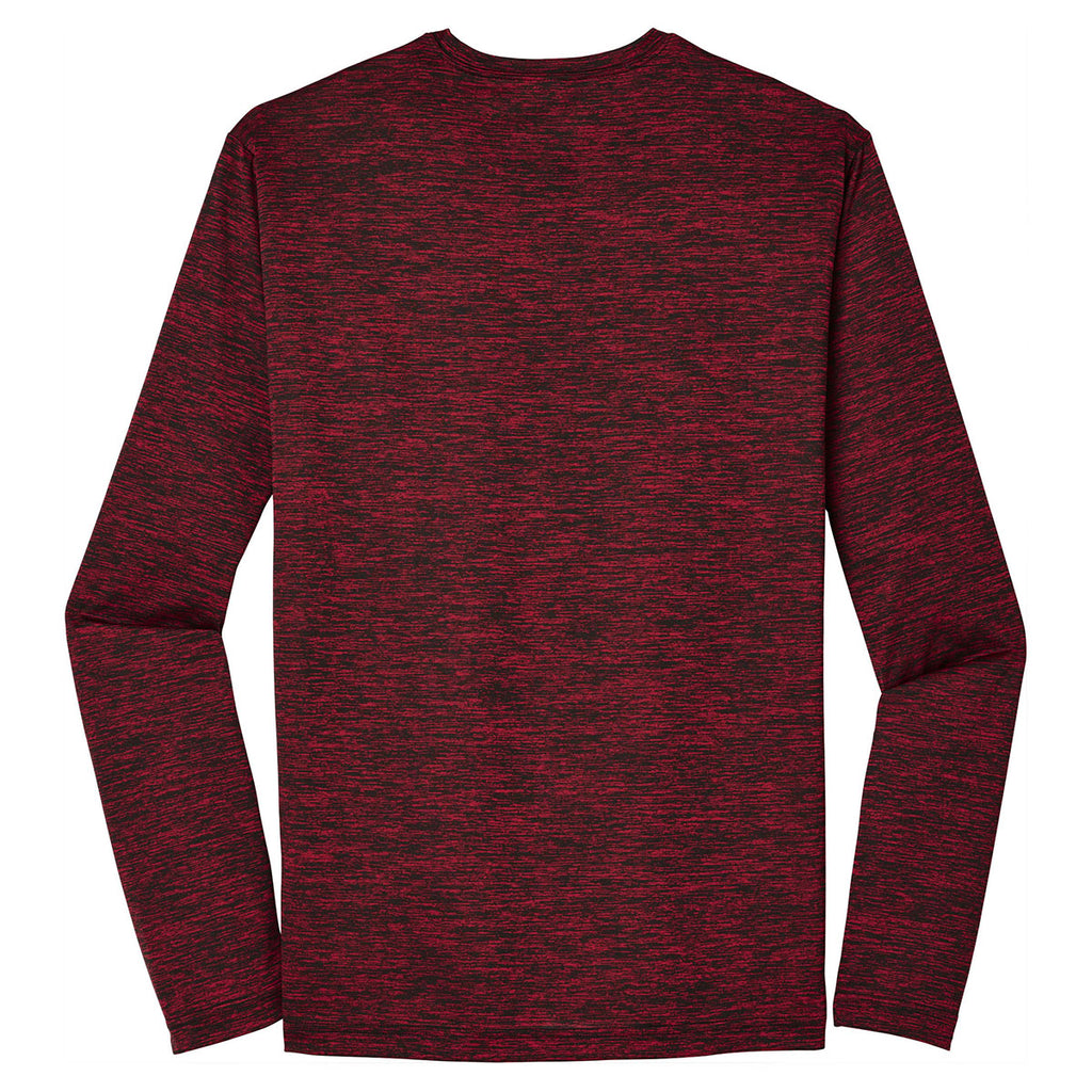 Sport-Tek Men's Deep Red-Black Electric PosiCharge Long Sleeve Electric Heather Tee