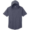 Sport-Tek Men's True Navy Heather Posicharge Tri-Blend Wicking Short Sleeve Hoodie