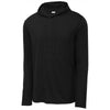 Sport-Tek Men's Black Triad Solid Posicharge Tri-Blend Wicking Long Sleeve Hoodie