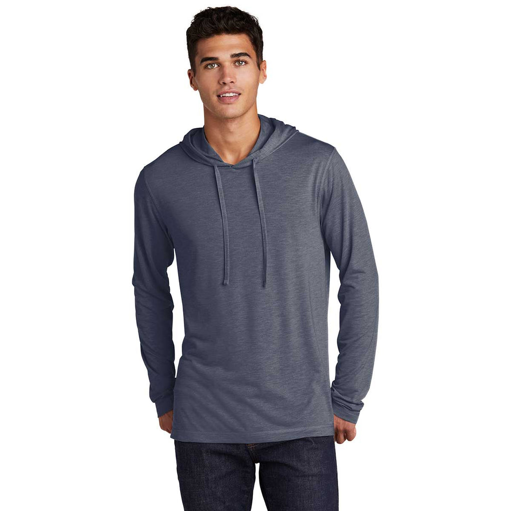 Sport-Tek Men's True Navy Heather Posicharge Tri-Blend Wicking Long Sleeve Hoodie