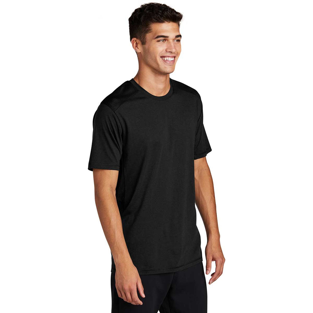 Sport-Tek Men's Black/Black Triad Solid PosiCharge Tri-Blend Wicking Draft Tee