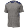 Sport-Tek Men's True Navy/Dark Grey Heather PosiCharge Tri-Blend Wicking Draft Tee