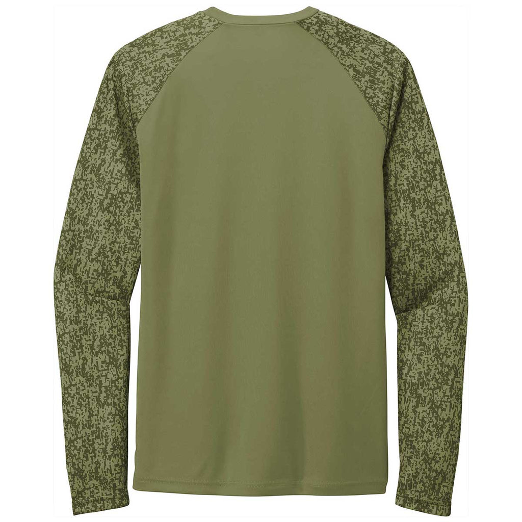 Sport-Tek Men's Olive Drab Green PosiCharge Digi Camo Long Sleeve Tee