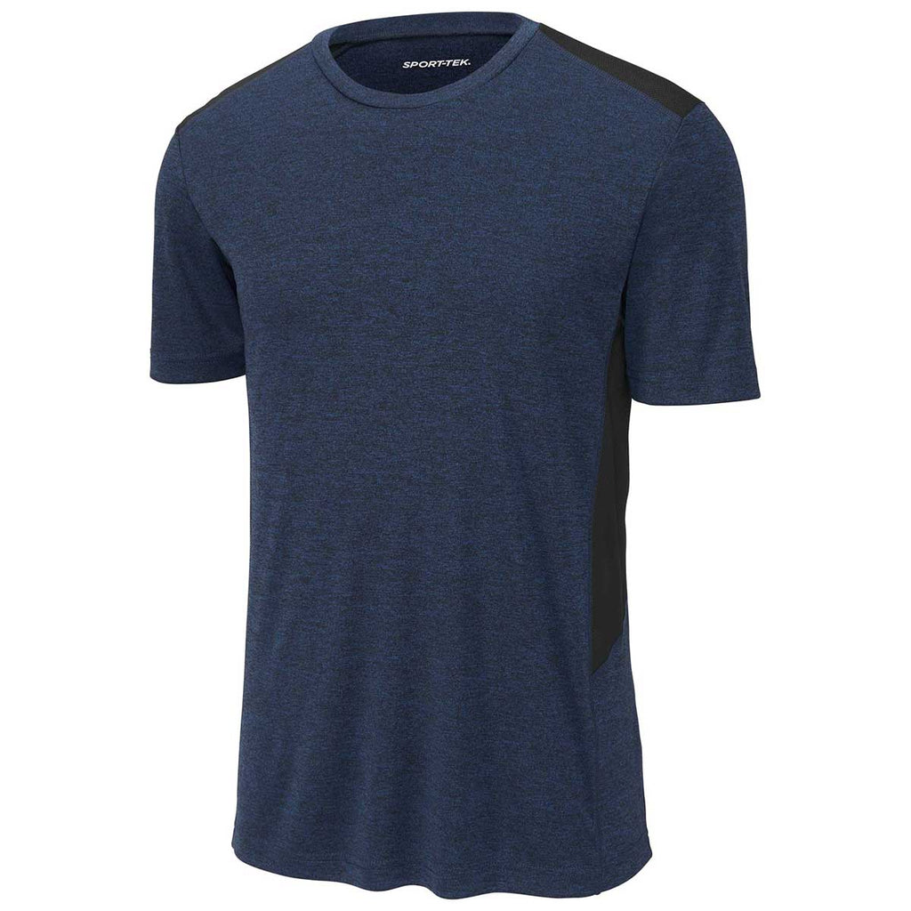 Sport-Tek Men's Dark Royal Heather/Black Endeavor Short Sleeve Tee