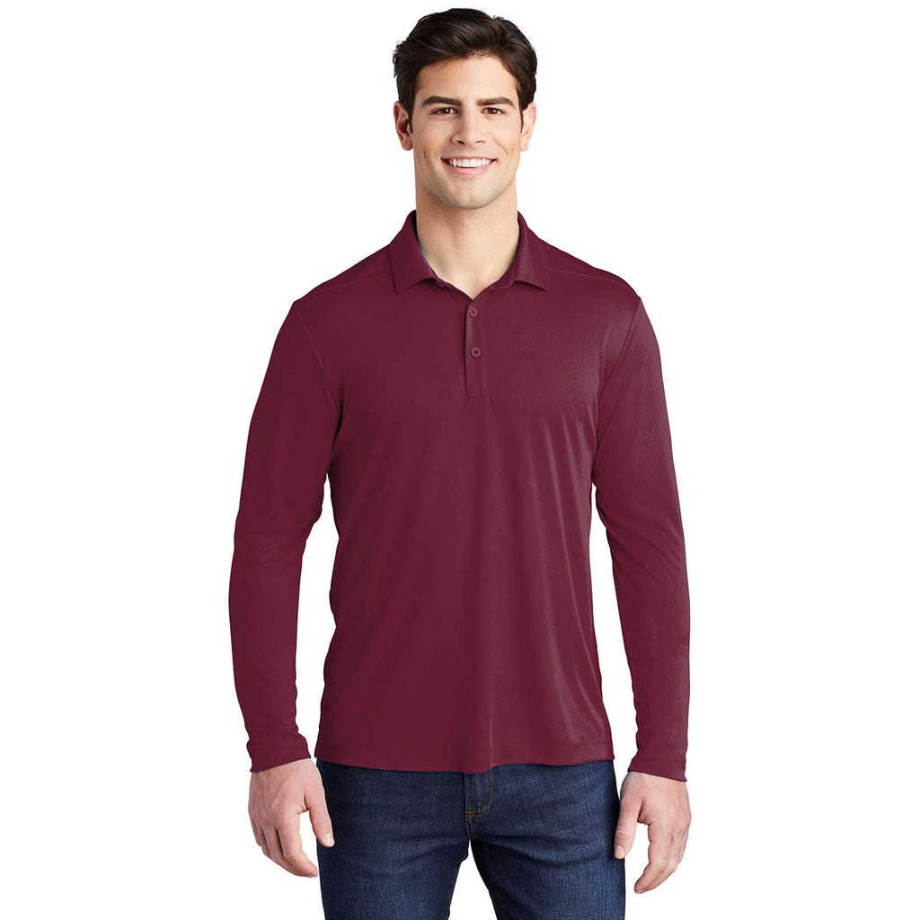 Sport-Tek Men's Cardinal Posi-UV Pro Long Sleeve Polo