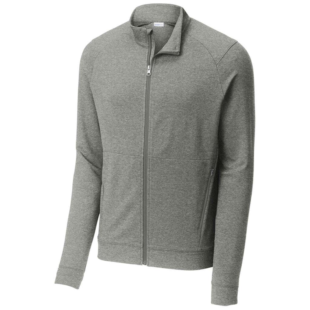 Sport-Tek Men's Light Grey Heather Sport-Wick Flex Fleece Full-Zip