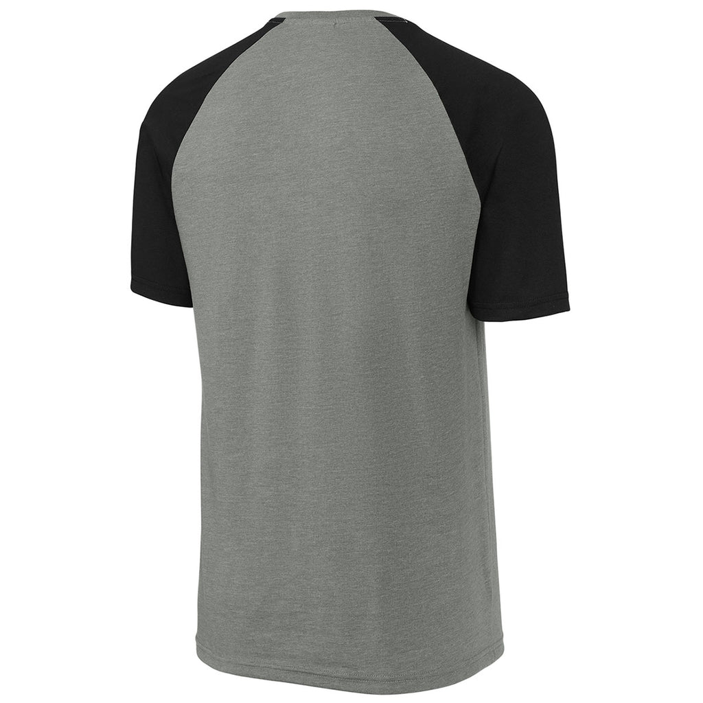 Sport-Tek Men's Black/ Vintage Heather Halftime Raglan Tee