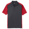 Sport-Tek Men's Iron Grey/True Red Colorblock Micropique Sport-Wick Polo