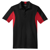 Sport-Tek Men's Black/ True Red Side Blocked Micropique Sport-Wick Polo