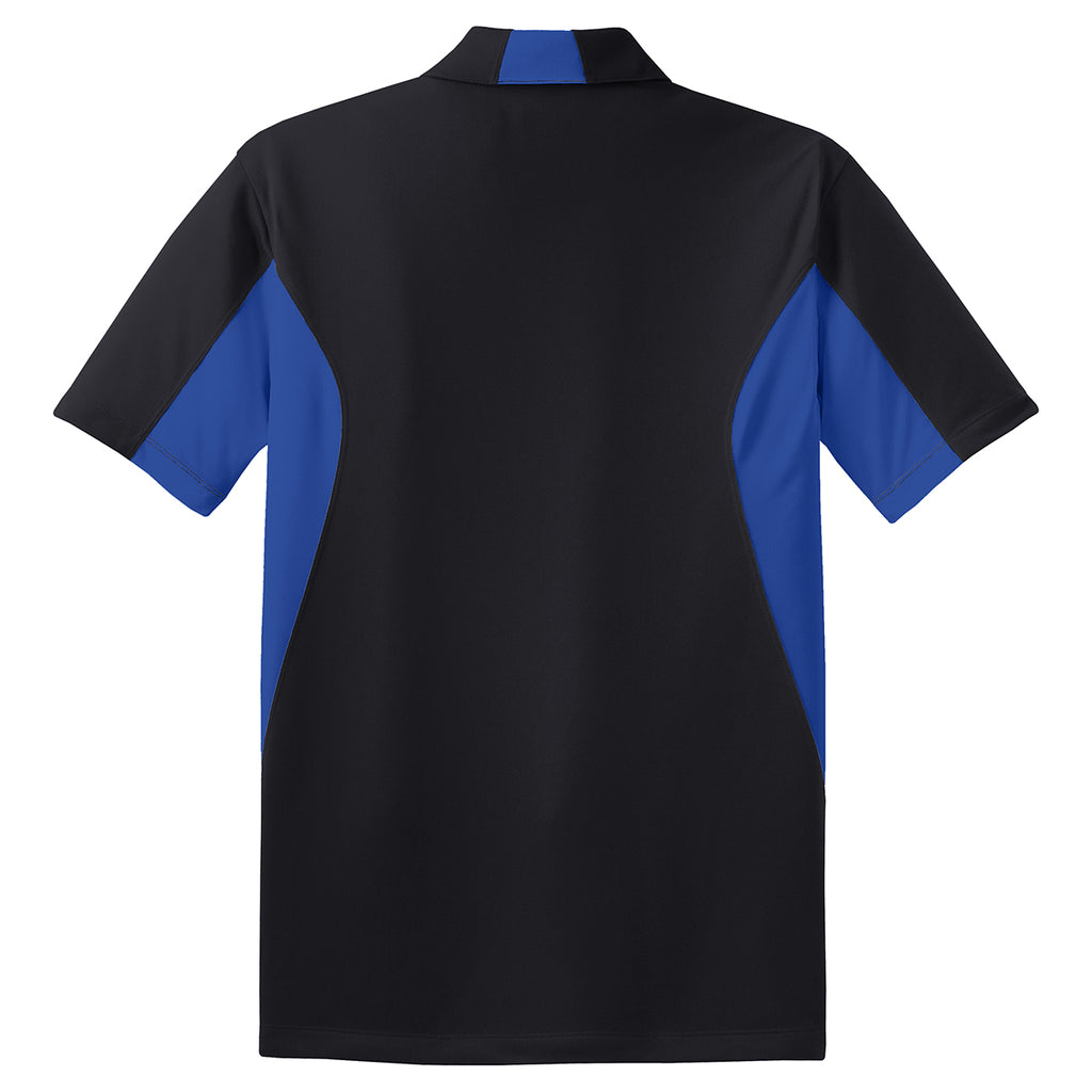 Sport-Tek Men's Black/True Royal Side Blocked Micropique Sport-Wick Polo