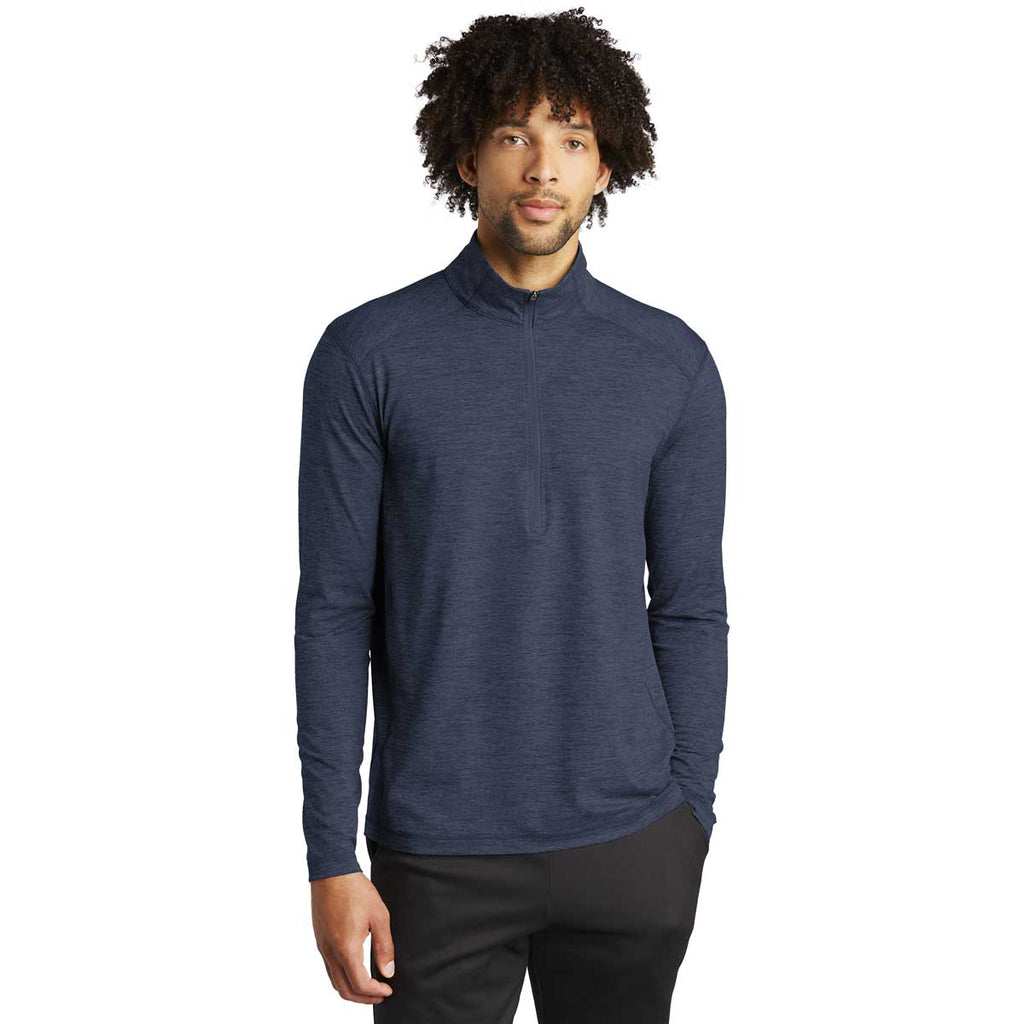 Sport-Tek Men's Dark Denim Heather Exchange 1.5 Long Sleeve Half Zip