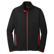 Sport-Tek Men's Black/ True Red Sport-Wick Stretch Contrast Full-Zip Jacket