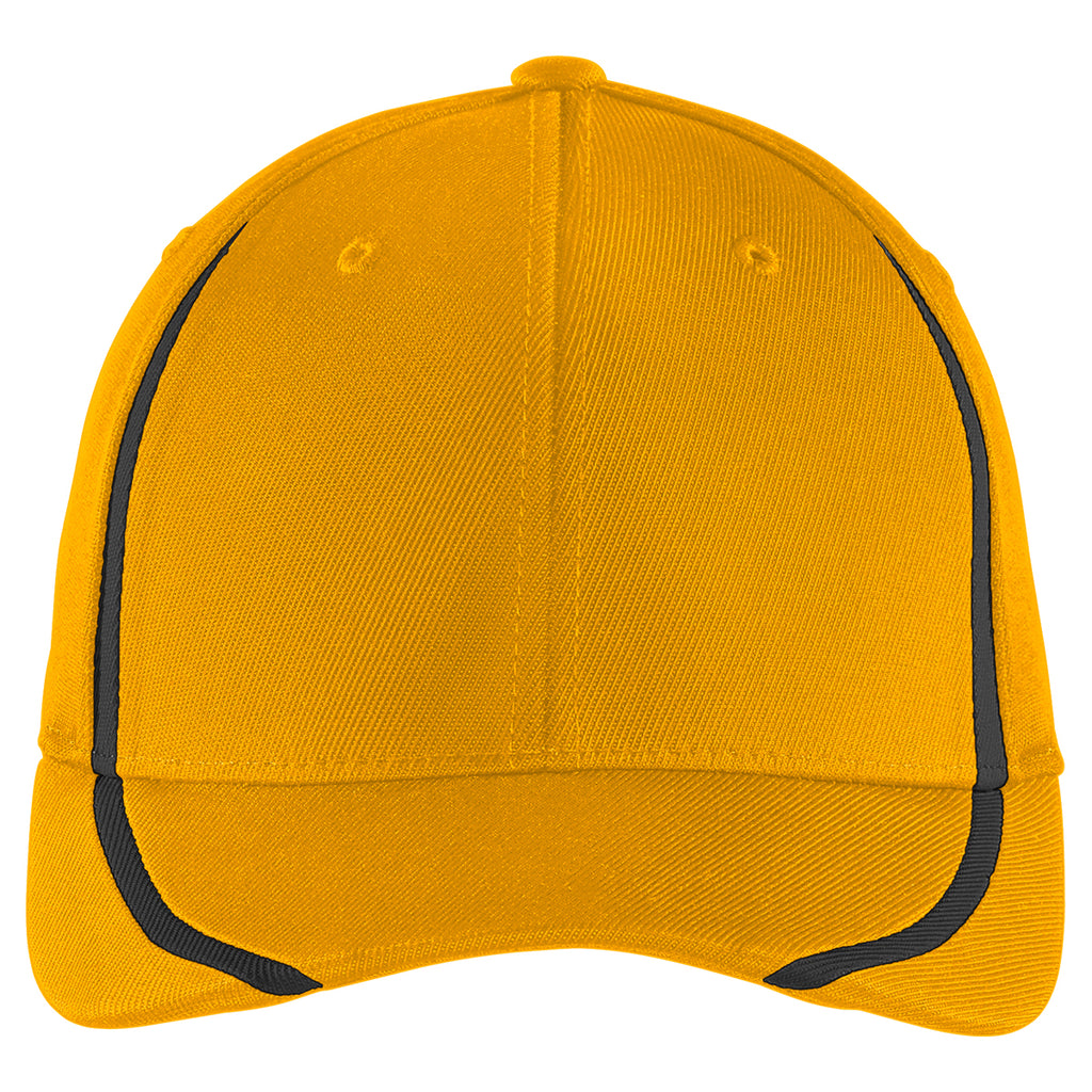 Sport-Tek Gold/Black Flexfit Performance Colorblock Cap