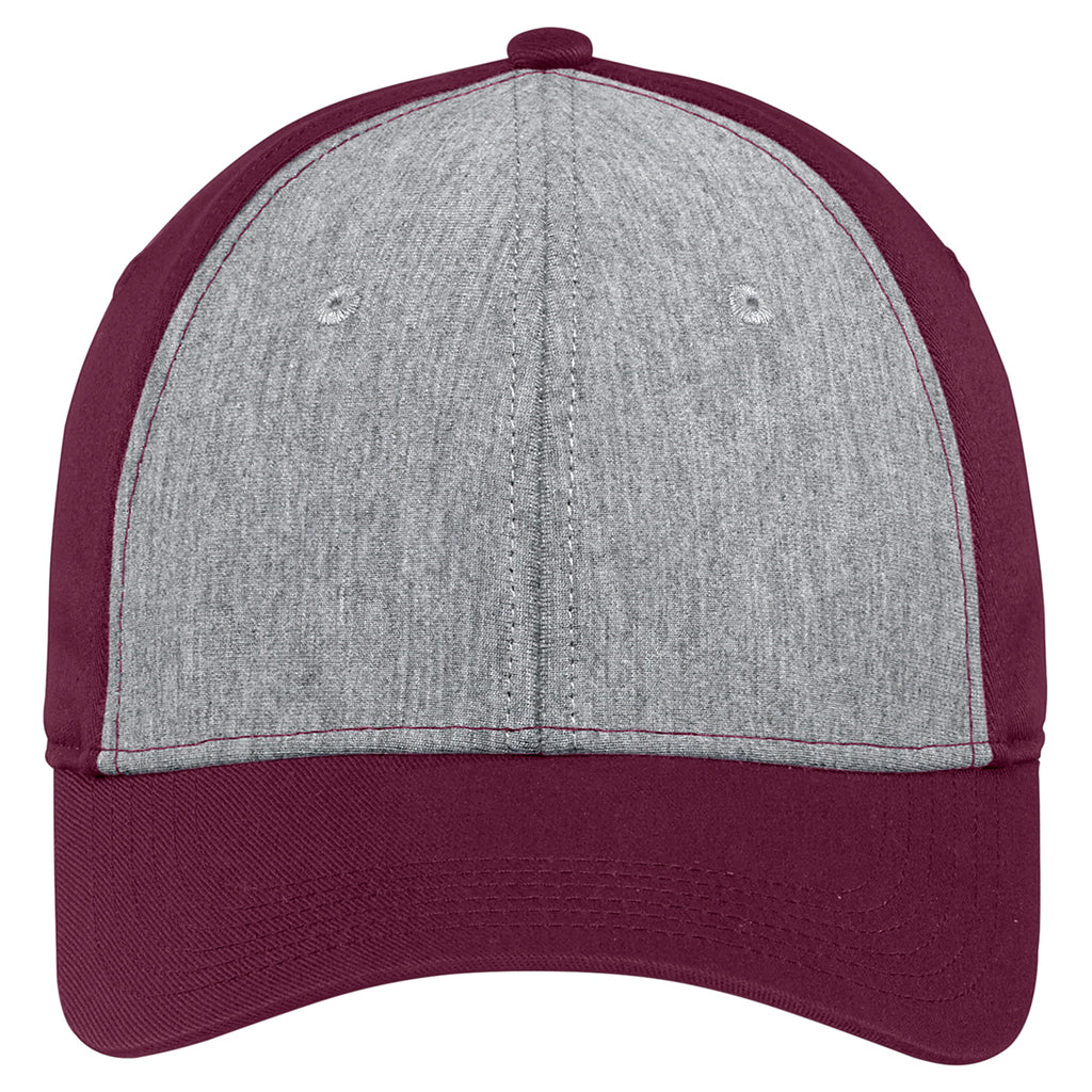 Sport-Tek Vintage Heather/Maroon Jersey Front Cap