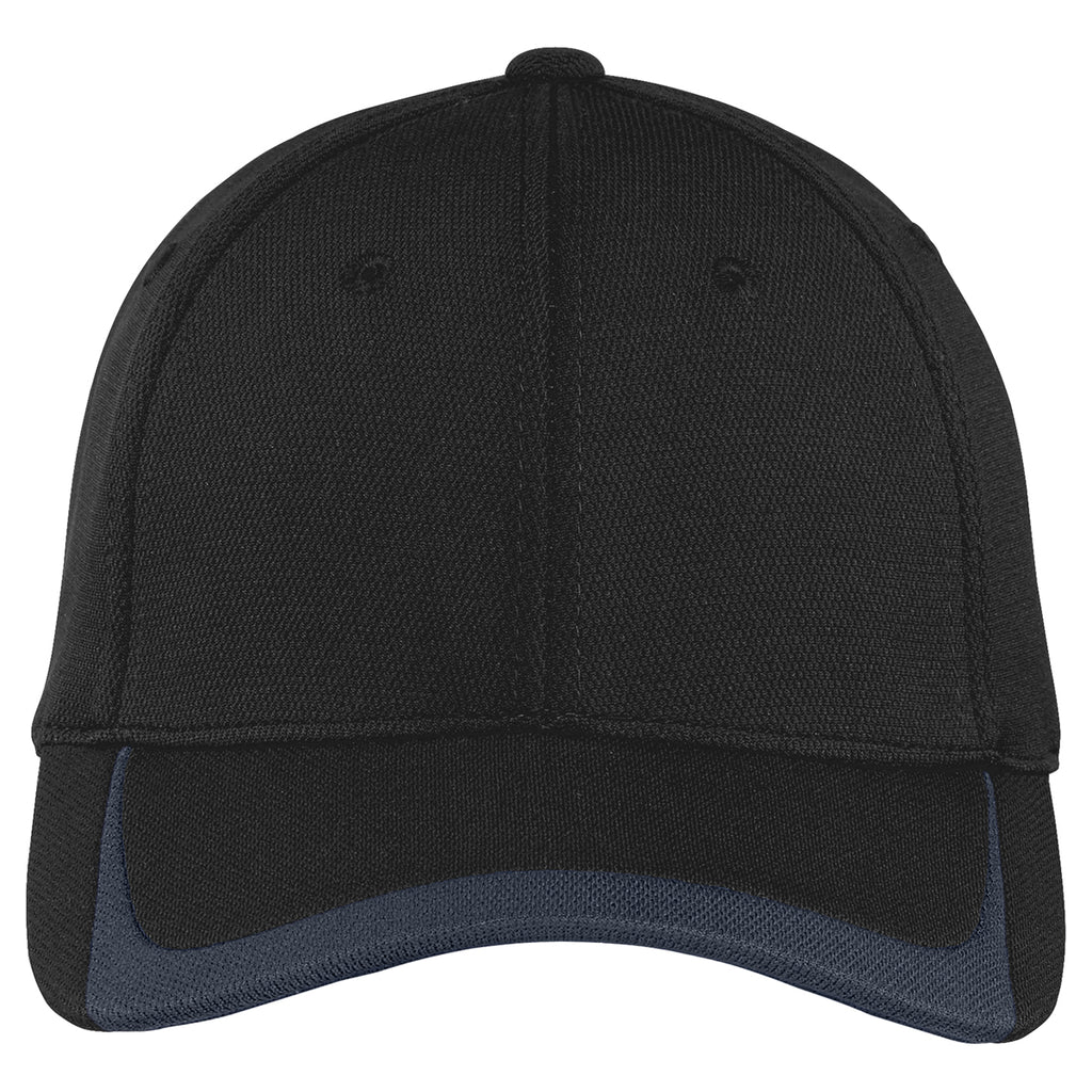 Sport-Tek Black/Graphite Pique Colorblock Cap