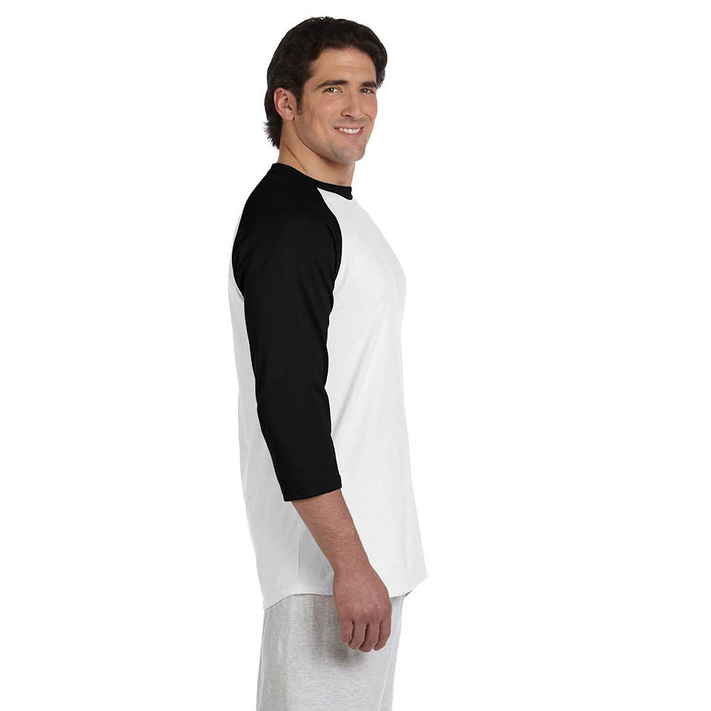 Champion Men's White/Black Baseball T-Shirt