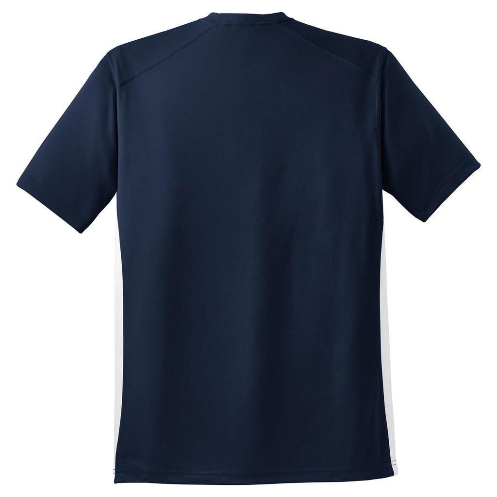 Sport-Tek Men's True Navy/White Dry Zone Colorblock Crew