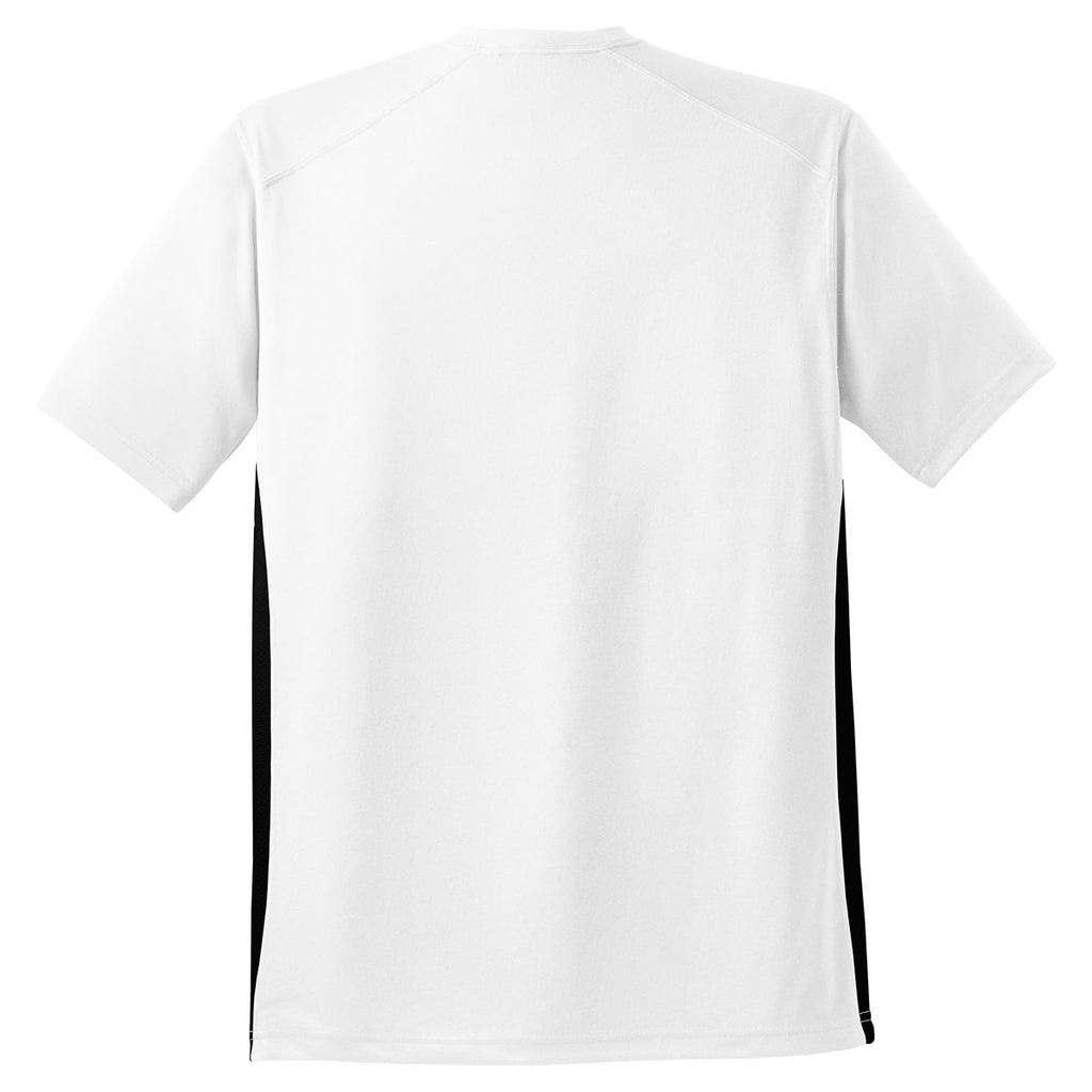 Sport-Tek Men's White/Black Dry Zone Colorblock Crew