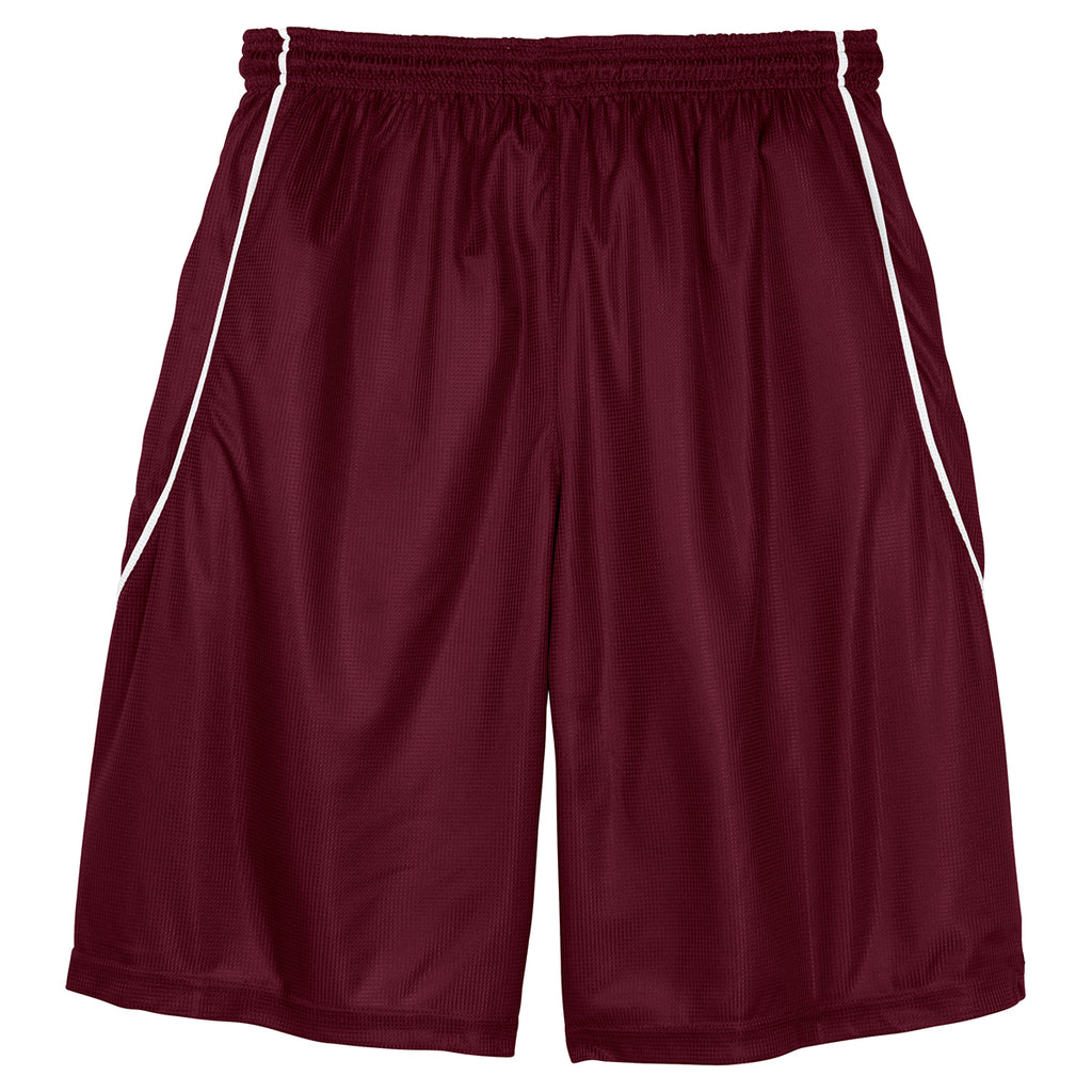 Sport-Tek Men's Maroon PosiCharge Mesh Reversible Spliced Short