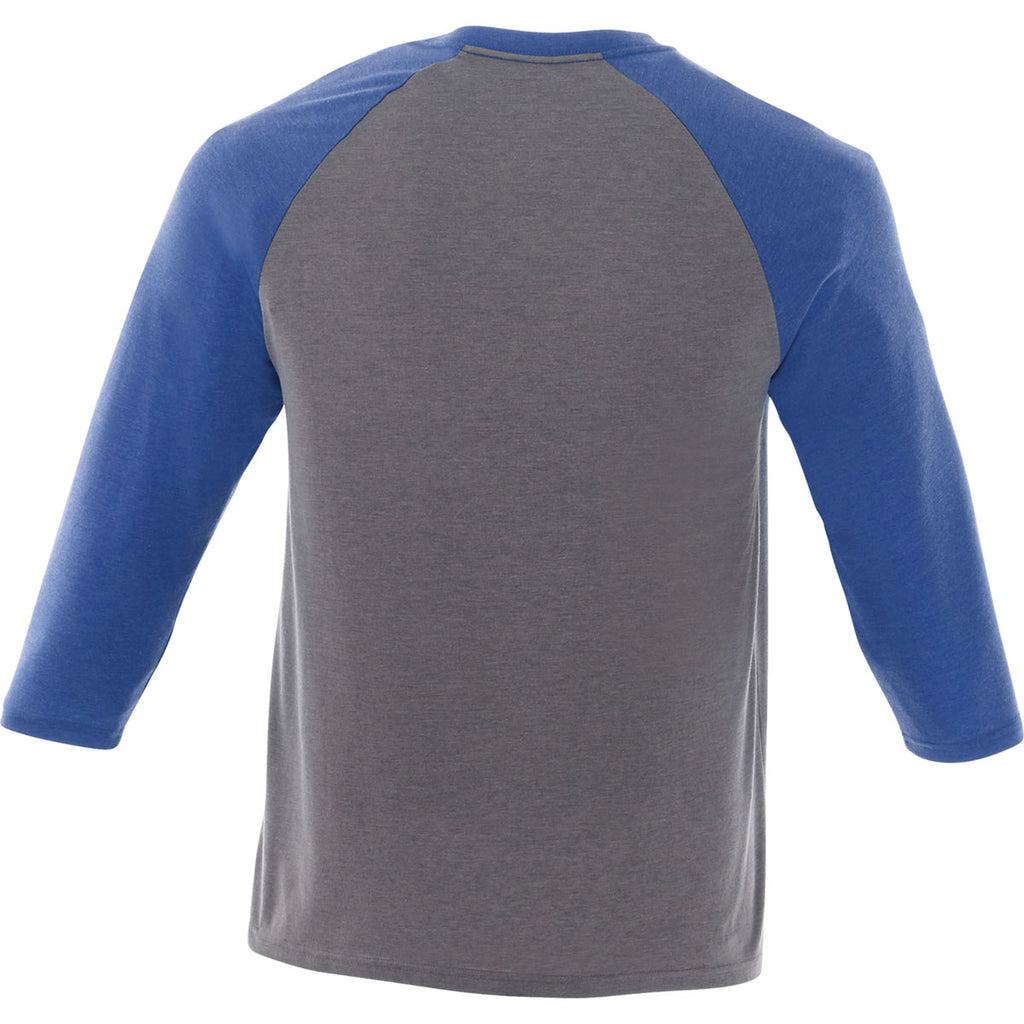 Elevate Men's New Royal Heather/Medium Heather Grey Dakota Three Quarter Tee