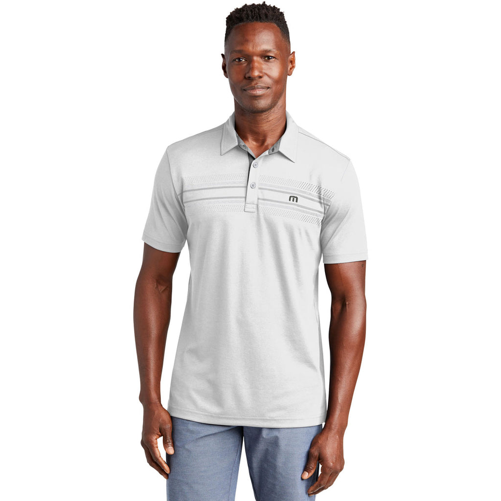 TravisMathew Men's White Monterey Chest Stripe Polo