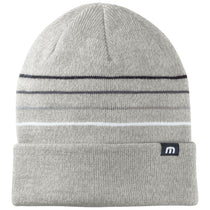 TravisMathew Light Grey Heather Striped Cuffed Beanie