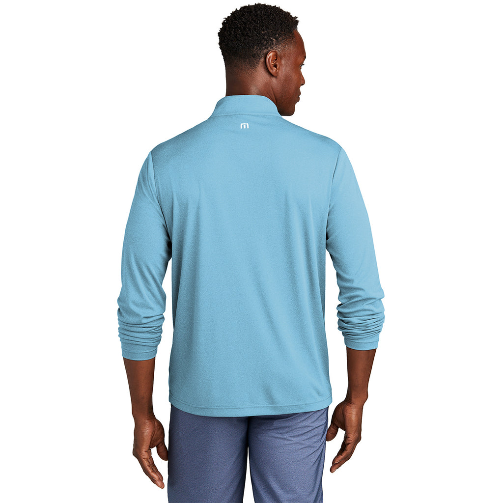 TravisMathew Men's Brilliant Blue Heather Coto Performance Quarter Zip