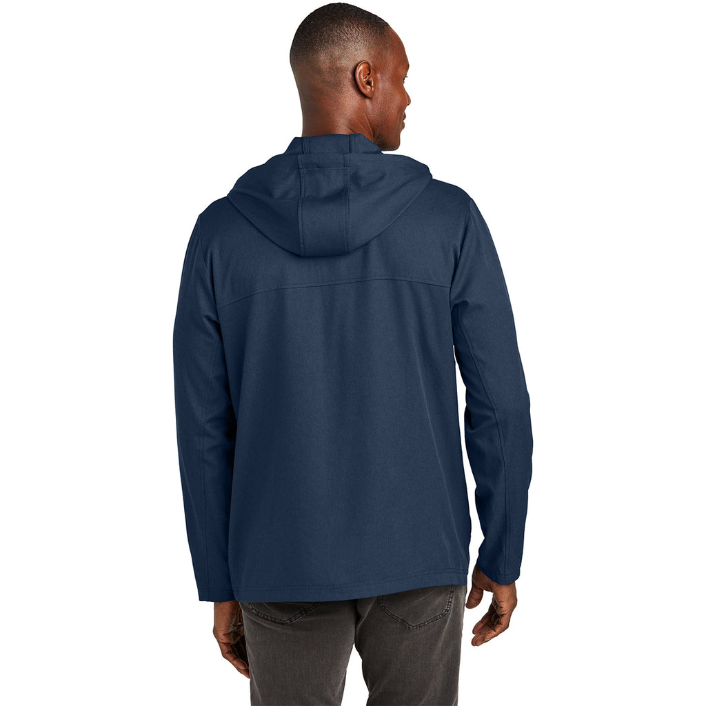 TravisMathew Men's Blue Nights Heather Balboa Hoodied Full-Zip Jacket