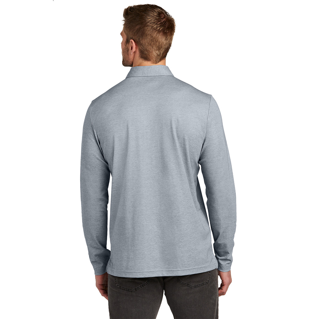 TravisMathew Men's Quiet Shade Grey Heather Oceanside Heather Long Sleeve Polo