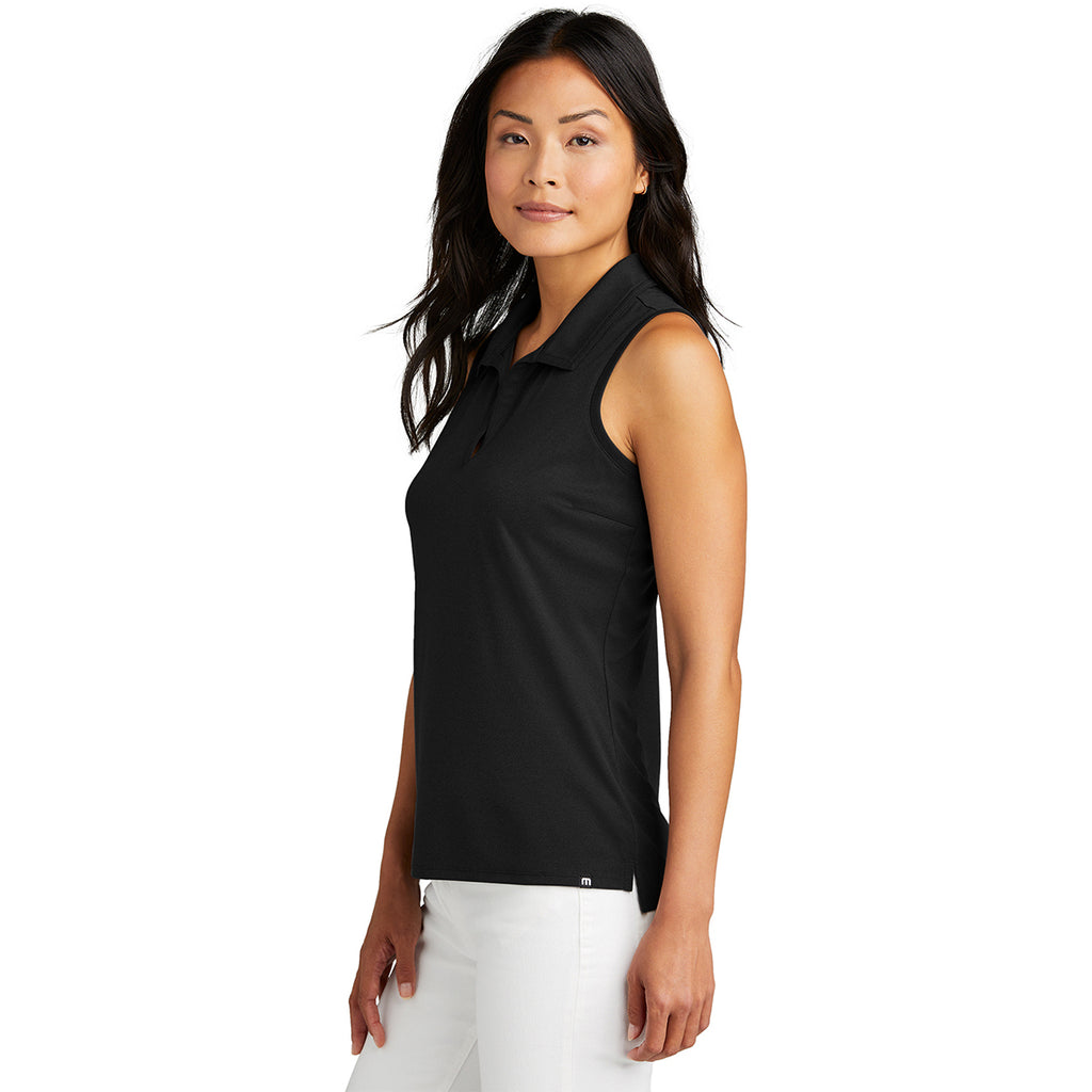 TravisMathew Women's Black Coto Performance Sleeveless Polo