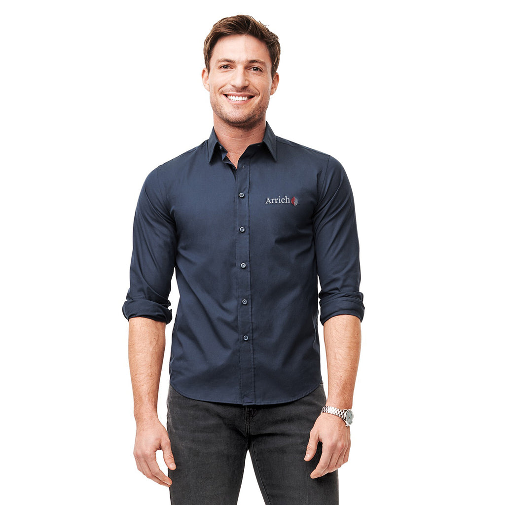 UNTUCKit Men's Navy Castello Wrinkle-Free Long Sleeve Slim-Fit Shirt