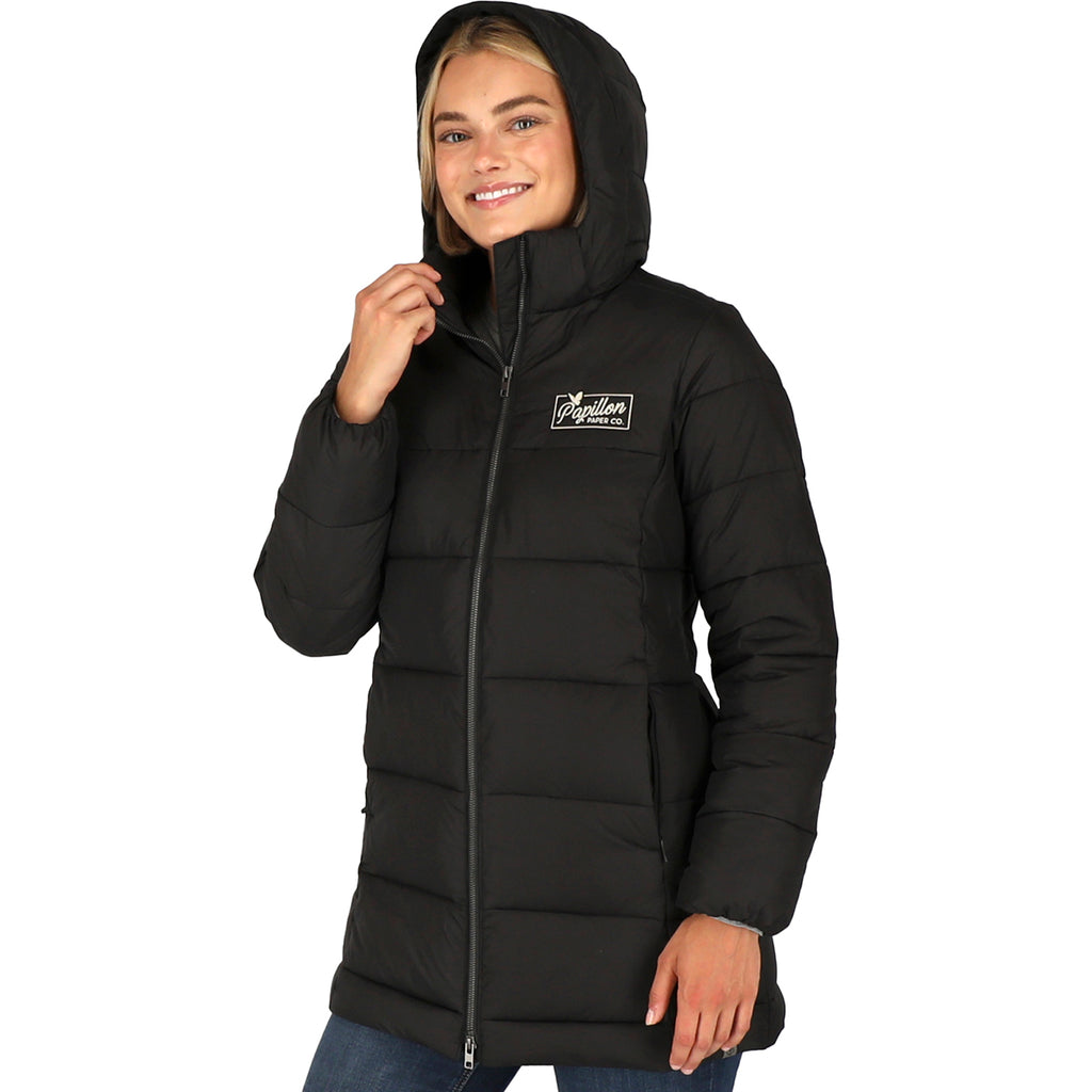 Trimark Women's Black Geneva Eco Long Packable Insulated Jacket