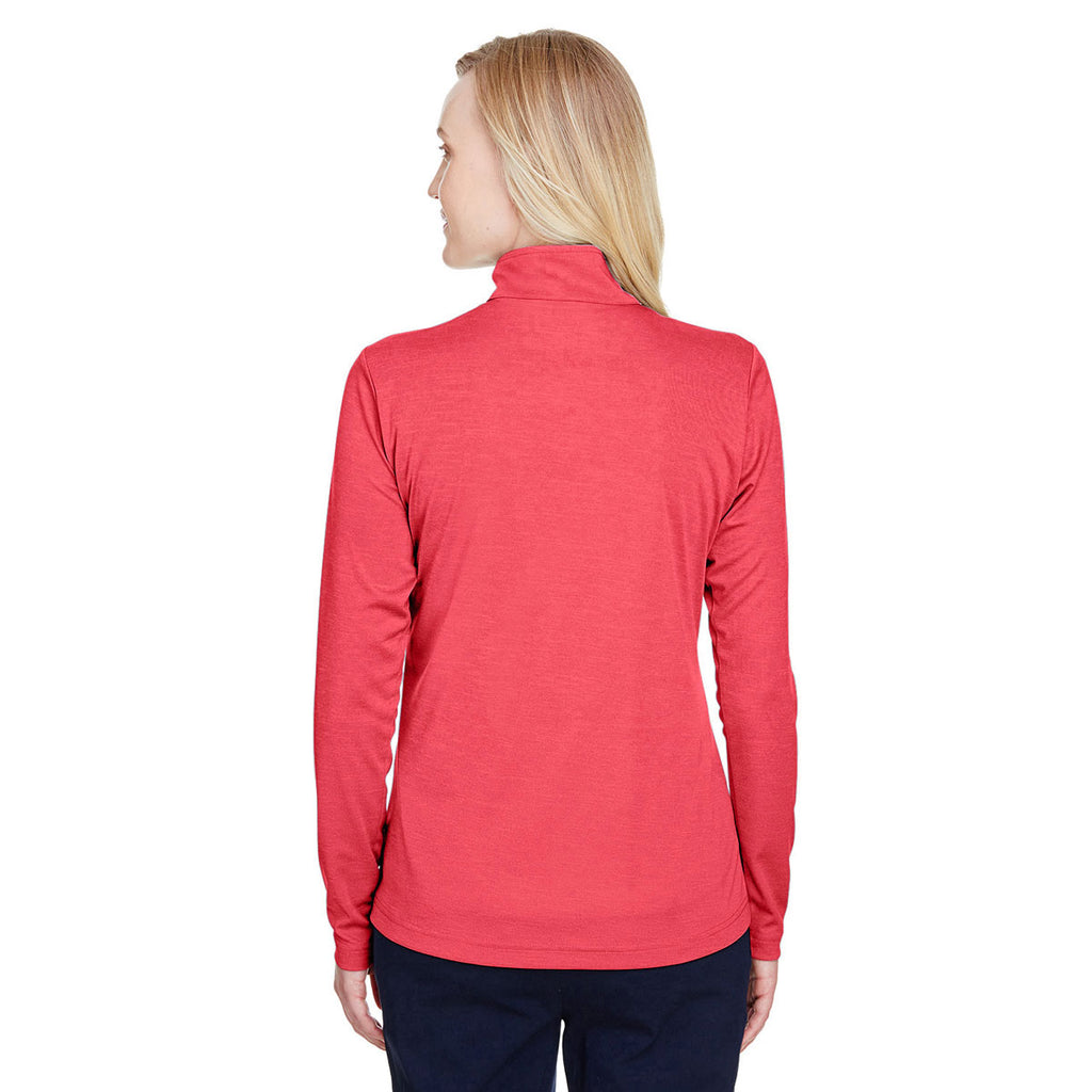 Team 365 Women's Sport Red Heather Zone Sonic Heather Performance Quarter-Zip