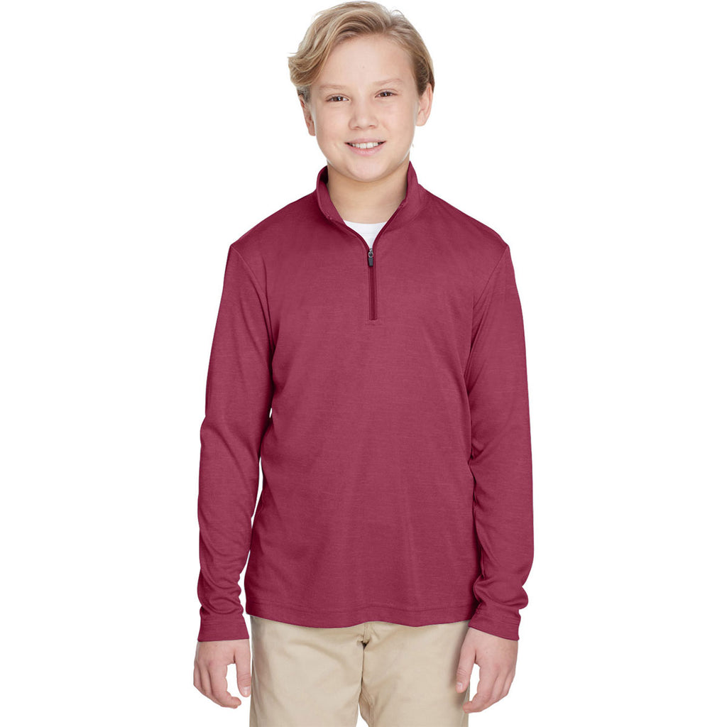 Team 365 Youth Sport Maroon Heather Zone Sonic Heather Performance Quarter-Zip