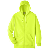 Team 365 Men's Safety Yellow Zone HydroSport Heavyweight Full-Zip Hooded Sweatshirt