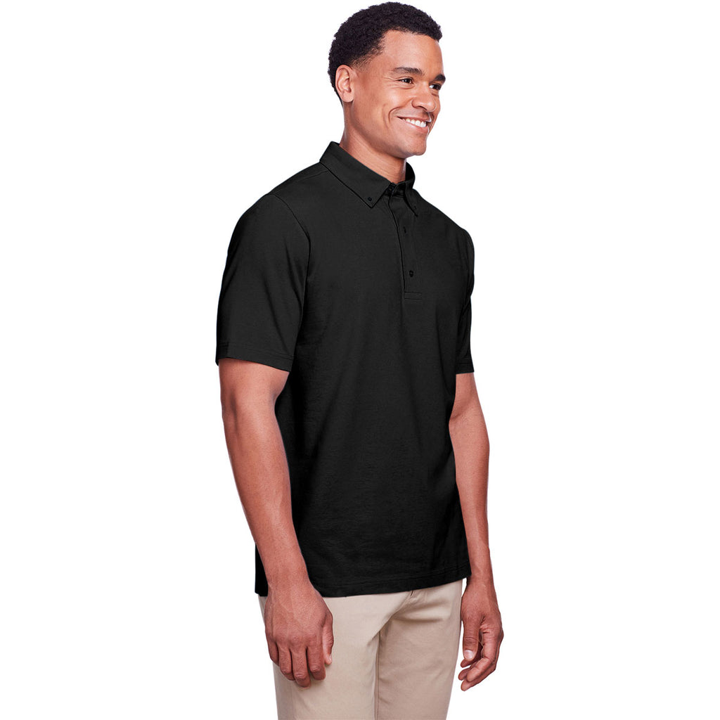 UltraClub Men's Black Lakeshore Stretch Cotton Performance Polo