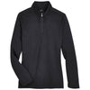 UltraClub Women's Black Coastal Pique Fleece Quarter-Zip