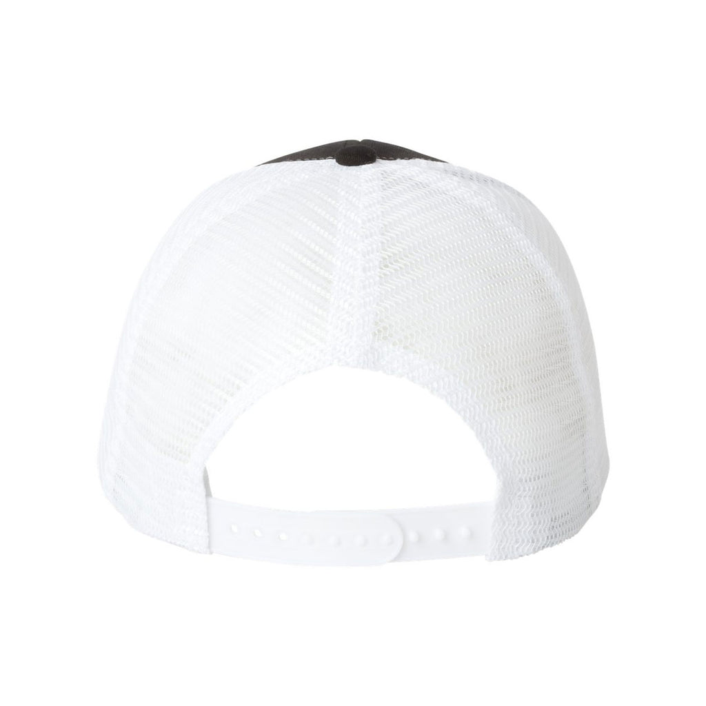 Valucap Black/White Twill Trucker Cap