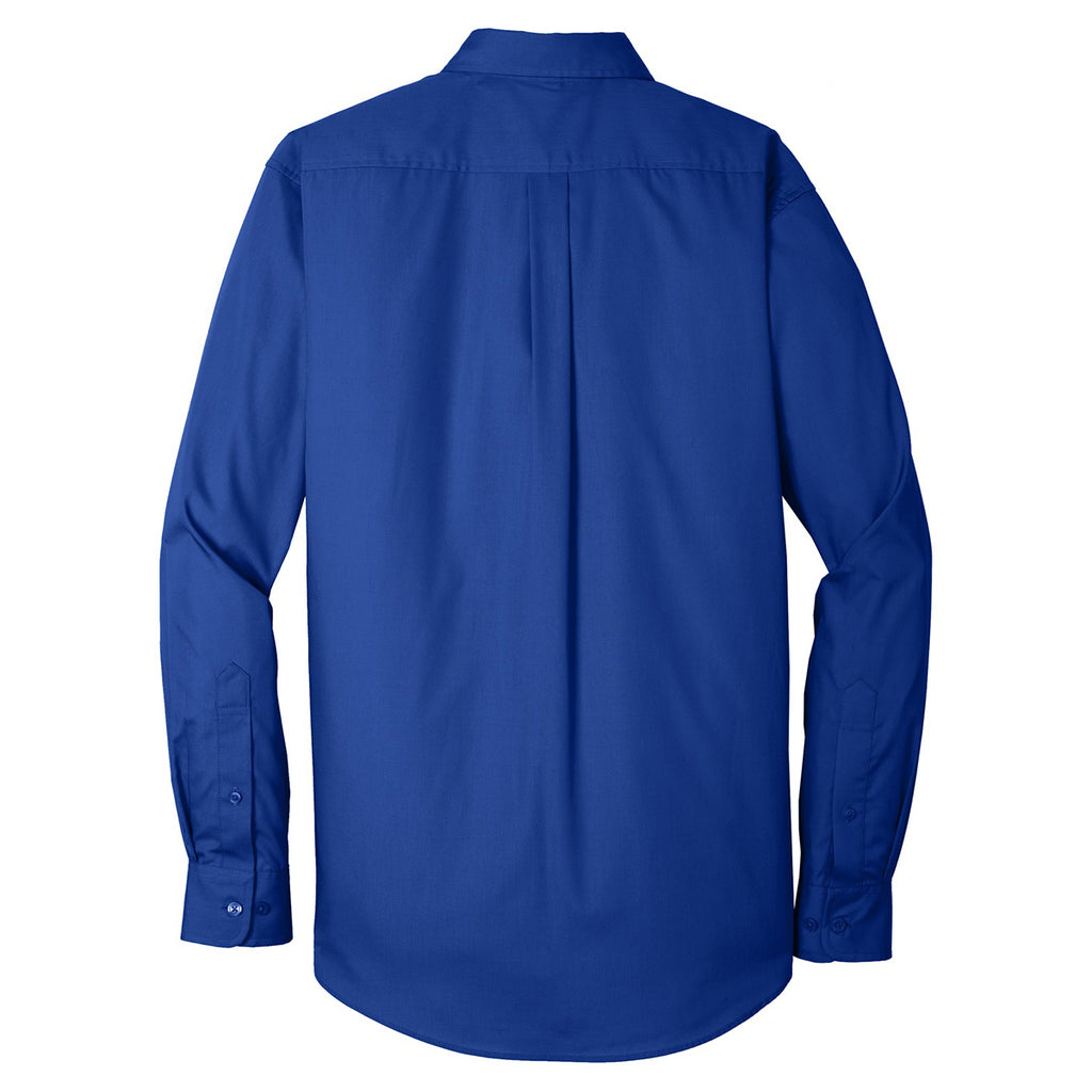 Port Authority Men's True Royal Long Sleeve Carefree Poplin Shirt